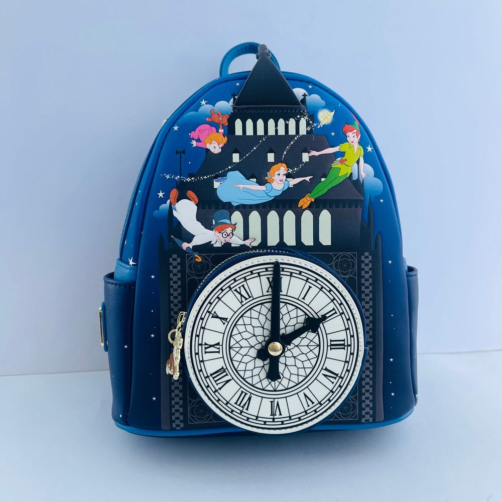 Loungefly Peter Pan Clock Glow in the Dark Mini Backpack NWT